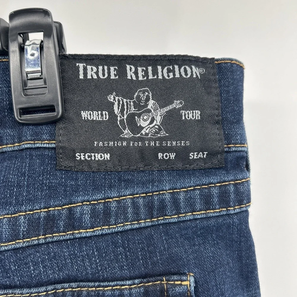 True Religion Ricky Jeans Men's 42 Blue Relaxed Straight Outdoors Casual Logo
